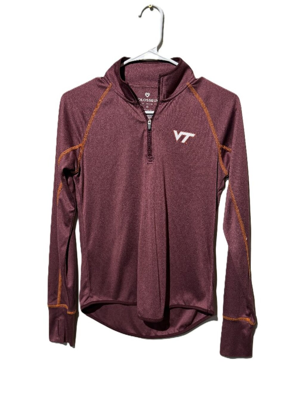 Virginia Tech Hokies Quarter Zip Womens S Colosseum Maroon 1/4 Zip Pullover